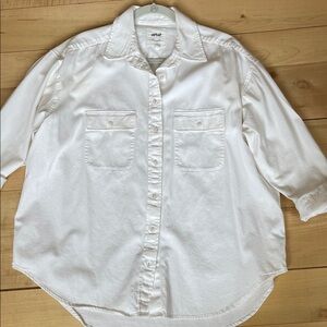 Aerie White Oversized Button-Up Shirt